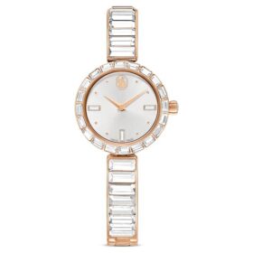 Matrix-armbandhorloge, Swiss Made, armband met kristallen, wit, roségoudkleurige afwerking