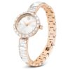 Matrix-armbandhorloge, Swiss Made, armband met kristallen, wit, roségoudkleurige afwerking