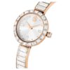 Matrix-armbandhorloge, Swiss Made, armband met kristallen, wit, roségoudkleurige afwerking
