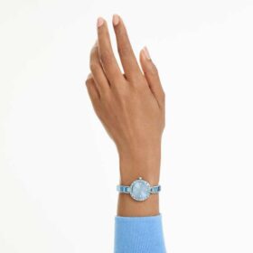 Matrix-armbandhorloge, Swiss Made, kristallen armband, blauw, roestvrij staal