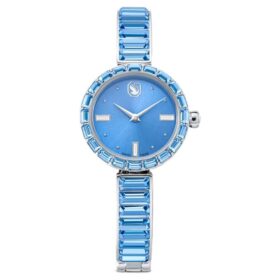 Matrix-armbandhorloge, Swiss Made, kristallen armband, blauw, roestvrij staal