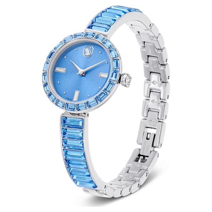 Matrix-armbandhorloge, Swiss Made, kristallen armband, blauw, roestvrij staal Matrix-armbandhorloge, Swiss Made, kristallen armband, blauw, roestvrij staal