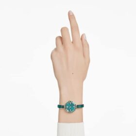 Matrix-armbandhorloge, Swiss Made, kristallen armband, groen, champagnekleurige afwerking