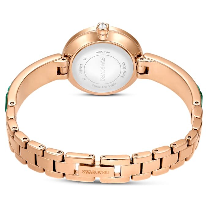 Matrix-armbandhorloge, Swiss Made, kristallen armband, groen, champagnekleurige afwerking Matrix-armbandhorloge, Swiss Made, kristallen armband, groen, champagnekleurige afwerking