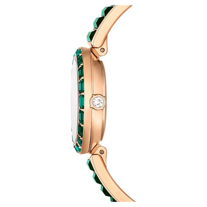 Matrix-armbandhorloge, Swiss Made, kristallen armband, groen, champagnekleurige afwerking Matrix-armbandhorloge, Swiss Made, kristallen armband, groen, champagnekleurige afwerking