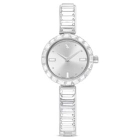 Matrix-armbandhorloge, Swiss Made, kristallen armband, wit, roestvrij staal