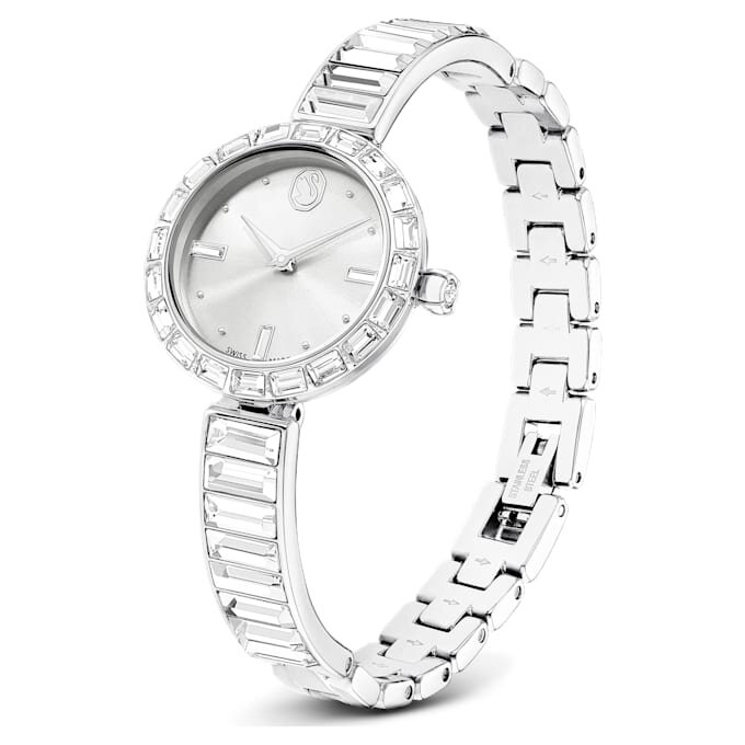 Matrix-armbandhorloge, Swiss Made, kristallen armband, wit, roestvrij staal Matrix-armbandhorloge, Swiss Made, kristallen armband, wit, roestvrij staal