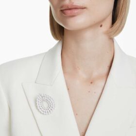 Matrix-broche met ronde slijpvorm, wit, gerhodineerd