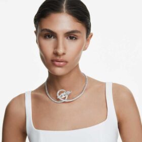 Matrix-choker met baguette-slijpsel, wit, gerhodineerd Matrix-choker met baguette-slijpsel, wit, gerhodineerd