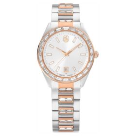 Matrix Date-horloge, Swiss Made, metalen armband, roségoudkleurig, afwerking van gemengd metaal