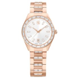 Matrix Date-horloge, Swiss Made, metalen armband, roségoudkleurig, roségoudkleurige afwerking
