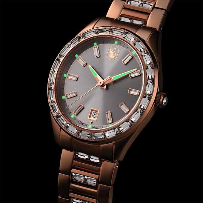Matrix Date-horloge, Swiss Made, metalen armband, roségoudkleurig, roségoudkleurige afwerking Matrix Date-horloge, Swiss Made, metalen armband, roségoudkleurig, roségoudkleurige afwerking