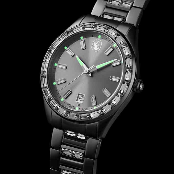 Matrix Date-horloge, Swiss Made, metalen armband, zilverkleurig, roestvrij staal Matrix Date-horloge, Swiss Made, metalen armband, zilverkleurig, roestvrij staal