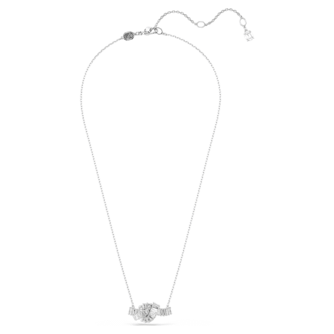 Matrix-hanger met baguette-slijpsel, knoop, wit, gerhodineerd Matrix-hanger met baguette-slijpsel, knoop, wit, gerhodineerd