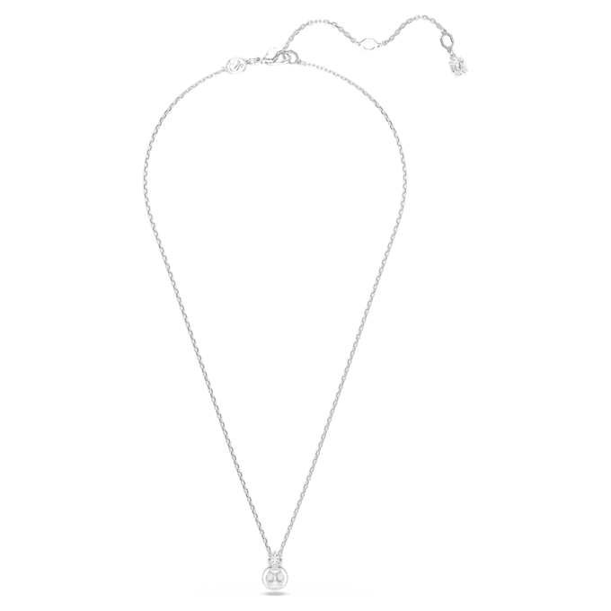 Matrix-hanger met kristallen parel, ronde slijpvorm, wit, gerhodineerd Matrix-hanger met kristallen parel, ronde slijpvorm, wit, gerhodineerd