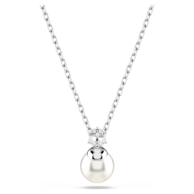 Matrix-hanger met kristallen parel, ronde slijpvorm, wit, gerhodineerd Matrix-hanger met kristallen parel, ronde slijpvorm, wit, gerhodineerd