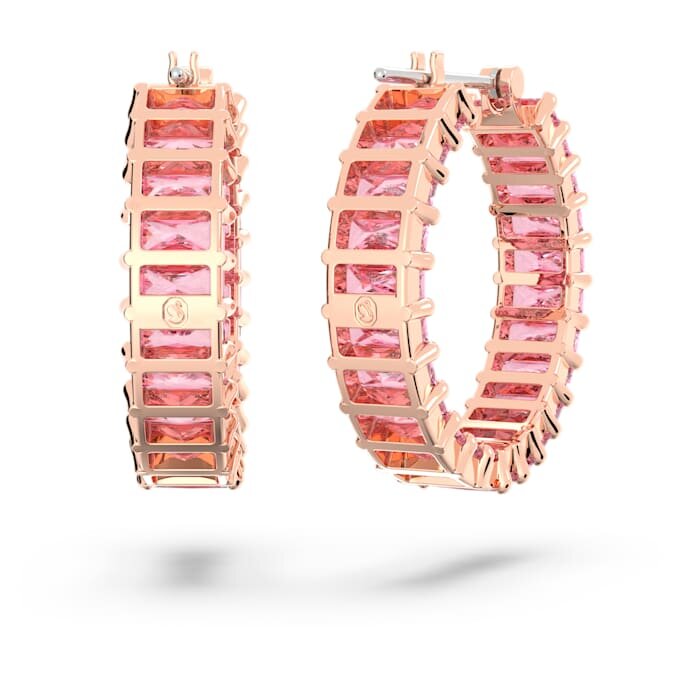 Matrix hoepeloorbellen met baguette-slijpsel, roze, roségoudkleurig verguld Matrix hoepeloorbellen met baguette-slijpsel, roze, roségoudkleurig verguld