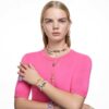 Matrix hoepeloorbellen met baguette-slijpsel, roze, roségoudkleurig verguld Matrix hoepeloorbellen met baguette-slijpsel, roze, roségoudkleurig verguld