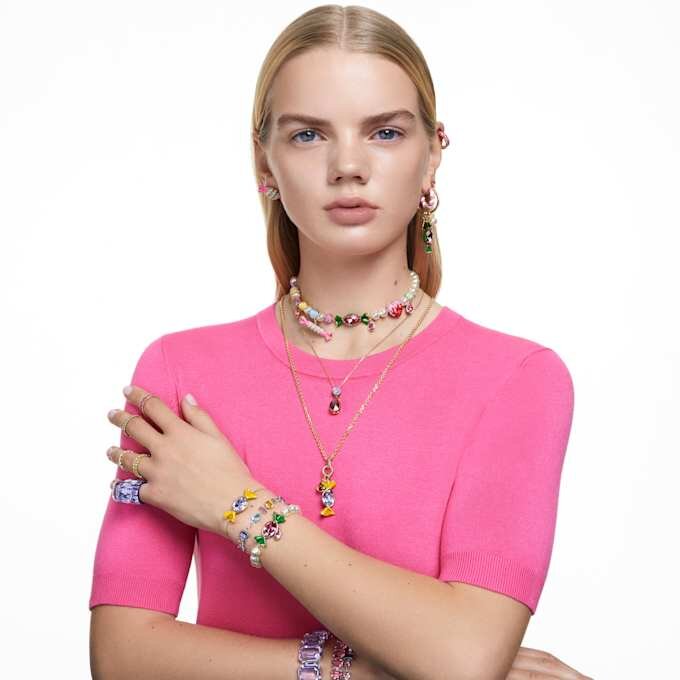 Matrix hoepeloorbellen met baguette-slijpsel, roze, roségoudkleurig verguld Matrix hoepeloorbellen met baguette-slijpsel, roze, roségoudkleurig verguld