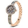 Matrix-horloge, Swiss Made, kristallen armband, grijs, roségoudkleurige afwerking