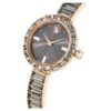 Matrix-horloge, Swiss Made, kristallen armband, grijs, roségoudkleurige afwerking