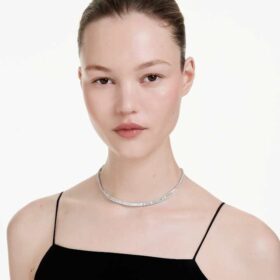Matrix-ketting met baguette-slijpsel, wit, gerhodineerd