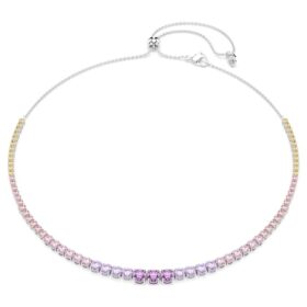 Matrix-ketting met kleurverloop van ronde slijpvormen, veelkleurig, gerhodineerd