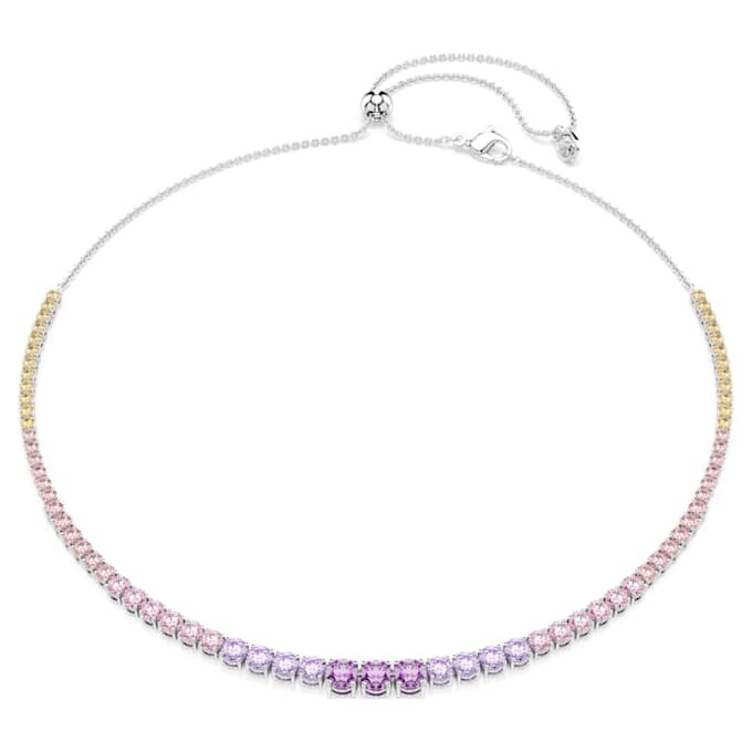 Matrix-ketting met kleurverloop van ronde slijpvormen, veelkleurig, gerhodineerd Matrix-ketting met kleurverloop van ronde slijpvormen, veelkleurig, gerhodineerd