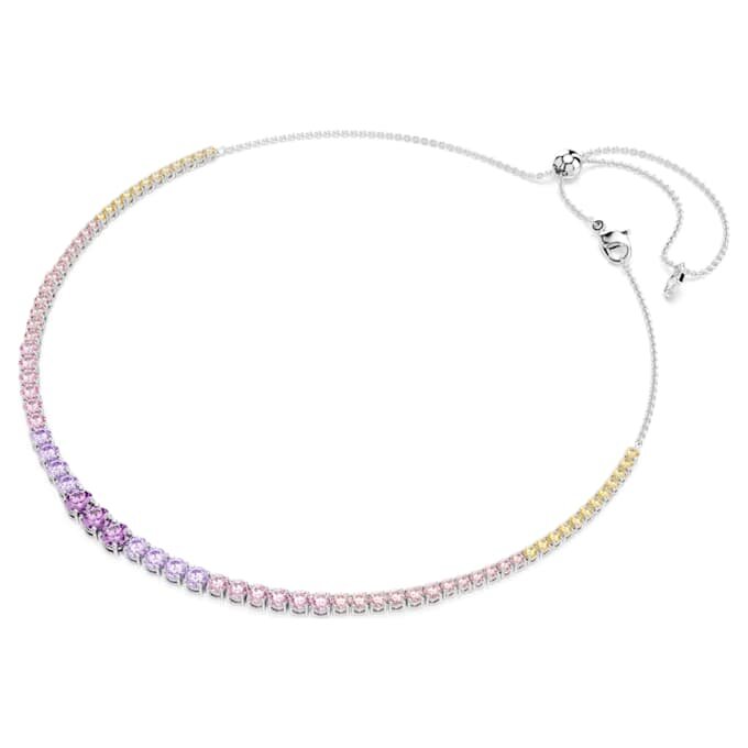 Matrix-ketting met kleurverloop van ronde slijpvormen, veelkleurig, gerhodineerd Matrix-ketting met kleurverloop van ronde slijpvormen, veelkleurig, gerhodineerd