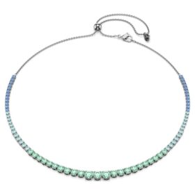 Matrix-ketting met kleurverloop van ronde slijpvormen, veelkleurig, geruteniumde