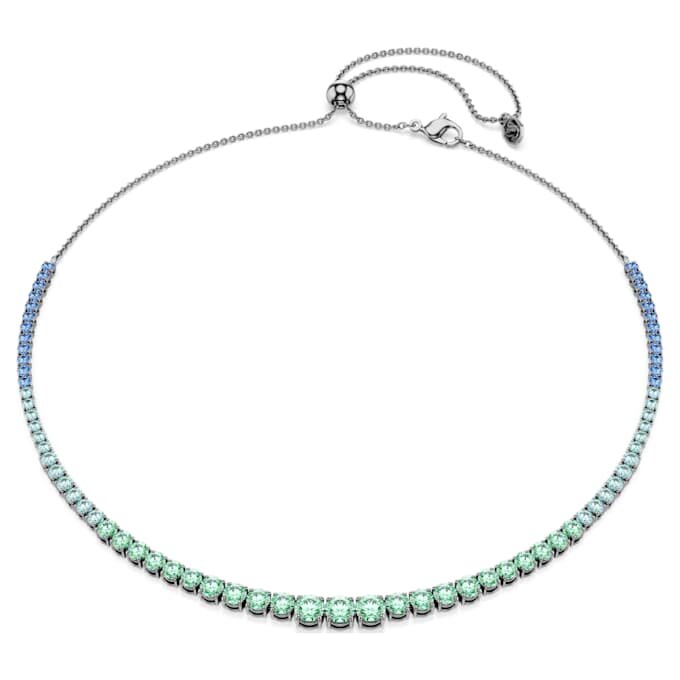 Matrix-ketting met kleurverloop van ronde slijpvormen, veelkleurig, geruteniumde Matrix-ketting met kleurverloop van ronde slijpvormen, veelkleurig, geruteniumde