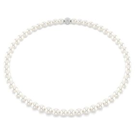 Matrix-ketting met kristallen parels, wit, gerhodineerd
