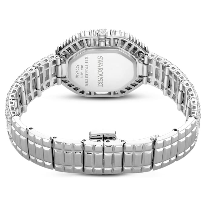 Matrix Octagon-horloge met baguette-slijpsel, metalen armband, zilverkleurig, roestvrij staal Matrix Octagon-horloge met baguette-slijpsel, metalen armband, zilverkleurig, roestvrij staal