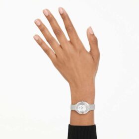 Matrix Octagon-horloge met metalen armband, zilverkleurig, roestvrij staal