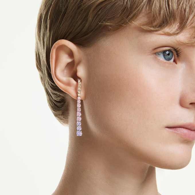 Matrix-oorbellen met een kleurverloop van ronde slijpvormen, veelkleurig, gerhodineerd Matrix-oorbellen met een kleurverloop van ronde slijpvormen, veelkleurig, gerhodineerd