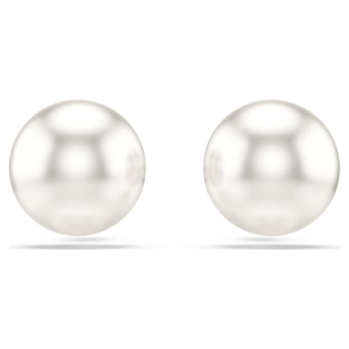Matrix oorbellen met kristallen parels, wit, gerhodineerd Matrix oorbellen met kristallen parels, wit, gerhodineerd