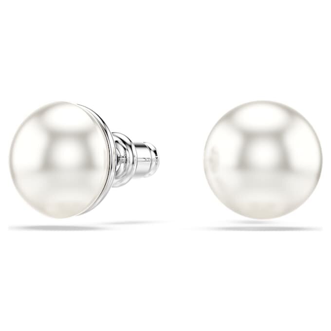 Matrix oorbellen met kristallen parels, wit, gerhodineerd Matrix oorbellen met kristallen parels, wit, gerhodineerd