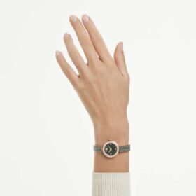 Matrix Pearl-armbandhorloge, Swiss Made, kristallen armband, zwart, roségoudkleurige afwerking