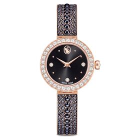 Matrix Pearl-armbandhorloge, Swiss Made, kristallen armband, zwart, roségoudkleurige afwerking