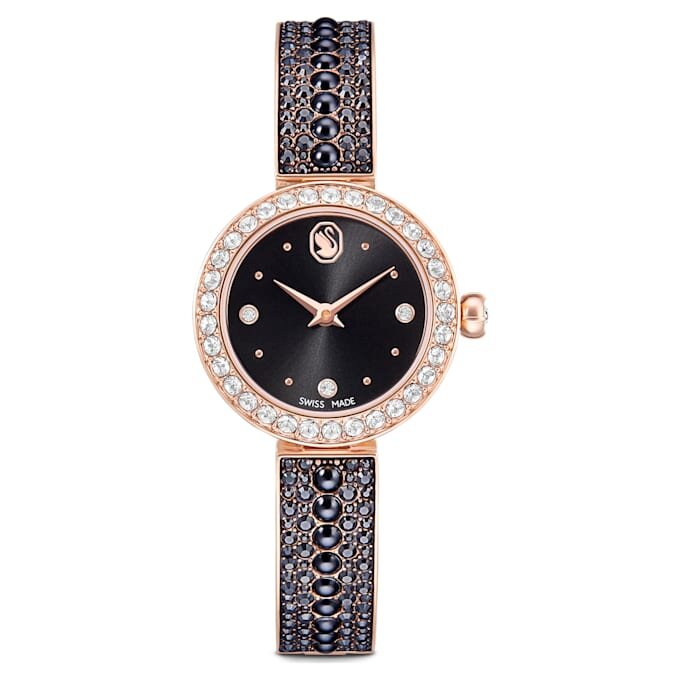 Matrix Pearl-armbandhorloge, Swiss Made, kristallen armband, zwart, roségoudkleurige afwerking Matrix Pearl-armbandhorloge, Swiss Made, kristallen armband, zwart, roségoudkleurige afwerking