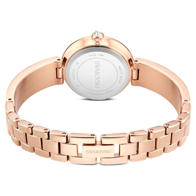 Matrix Pearl-armbandhorloge, Swiss Made, kristallen armband, zwart, roségoudkleurige afwerking Matrix Pearl-armbandhorloge, Swiss Made, kristallen armband, zwart, roségoudkleurige afwerking