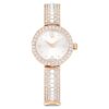 Matrix Pearl Bangle-armbandhorloge, Swiss Made, kristallen armband, wit, roségoudkleurige afwerking