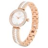Matrix Pearl Bangle-armbandhorloge, Swiss Made, kristallen armband, wit, roségoudkleurige afwerking