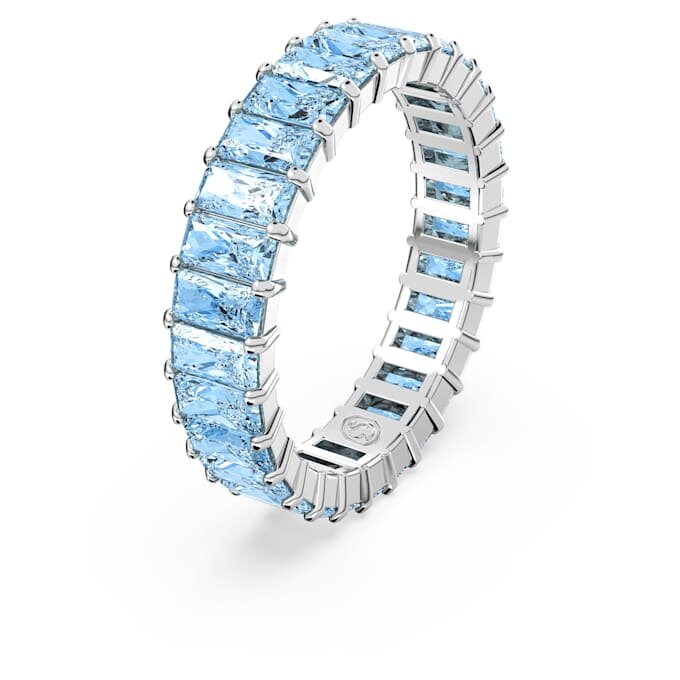 Matrix-ring met baguette-slijpsel, blauw, gerhodineerd Matrix-ring met baguette-slijpsel, blauw, gerhodineerd