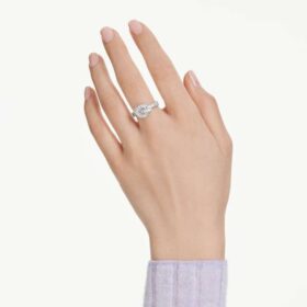 Matrix-ring met baguette-slijpsel, knoop, wit, gerhodineerd