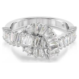 Matrix-ring met baguette-slijpsel, knoop, wit, gerhodineerd