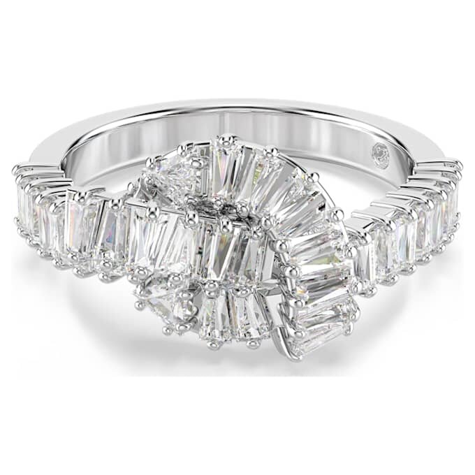 Matrix-ring met baguette-slijpsel, knoop, wit, gerhodineerd Matrix-ring met baguette-slijpsel, knoop, wit, gerhodineerd