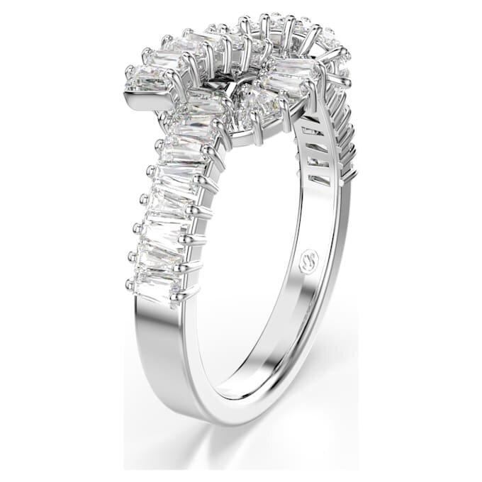 Matrix-ring met baguette-slijpsel, knoop, wit, gerhodineerd Matrix-ring met baguette-slijpsel, knoop, wit, gerhodineerd