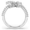 Matrix-ring met baguette-slijpsel, knoop, wit, gerhodineerd Matrix-ring met baguette-slijpsel, knoop, wit, gerhodineerd
