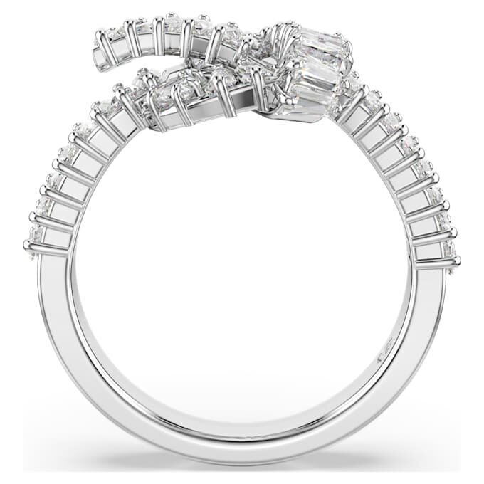 Matrix-ring met baguette-slijpsel, knoop, wit, gerhodineerd Matrix-ring met baguette-slijpsel, knoop, wit, gerhodineerd